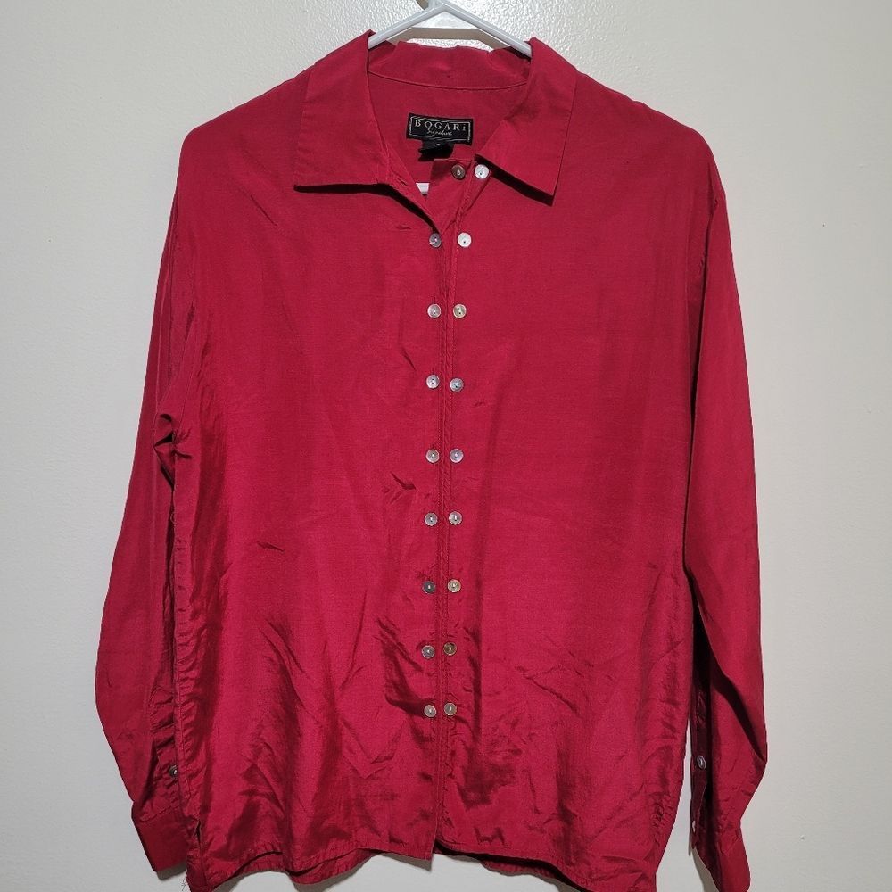 Bogari Signature Red Silk-Blend Shirt‎